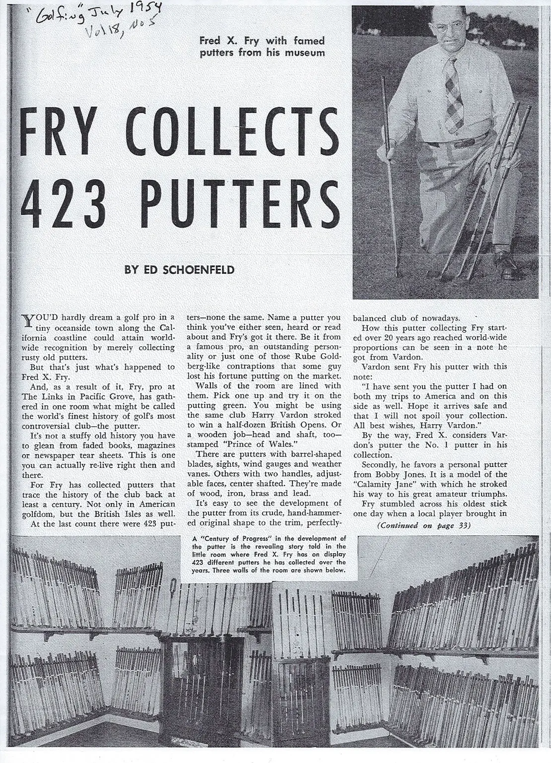 Fred Fry Collects 423 Putters